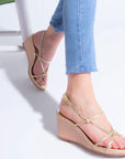 Yolanda Gold Strappy Low Platform Wedge - Julia & Santos