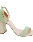 Round Toe Light Green Leather Tan Heel - Julia & Santos