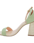 Round Toe Light Green Leather Tan Heel - Julia & Santos