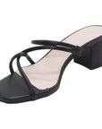 Nelfa Black Slip-on Strappy Block Heel - Julia & Santos