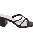 Nelfa Black Slip-on Strappy Block Heel - Julia & Santos