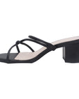 Nelfa Black Slip-on Strappy Block Heel - Julia & Santos