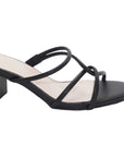 Nelfa Black Slip-on Strappy Block Heel - Julia & Santos