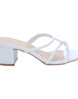 Nelfa White Slip-on Strappy Block Heel - Julia & Santos