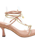 Tan and Gold Tie-Up Heeled Sandal - Julia & Santos