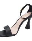 Carolina Black Asymmetric Square Toe Heel - Julia & Santos