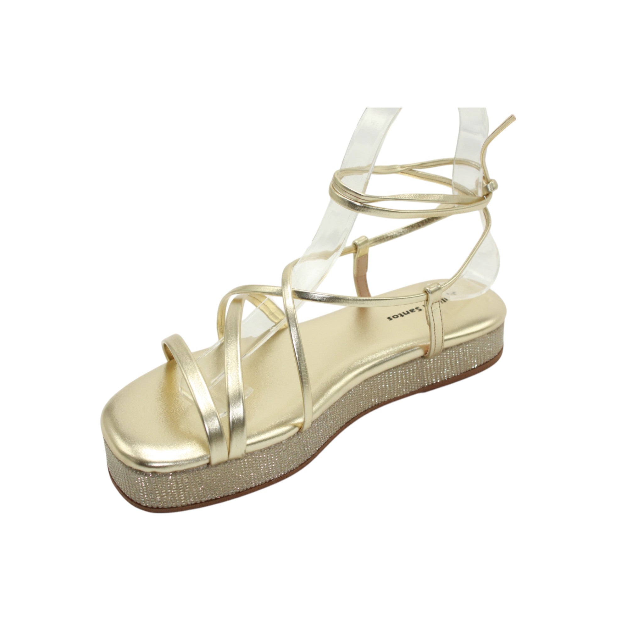 Maria Gold Strappy Tie-Up Flatform Sandals – Women's Shoes