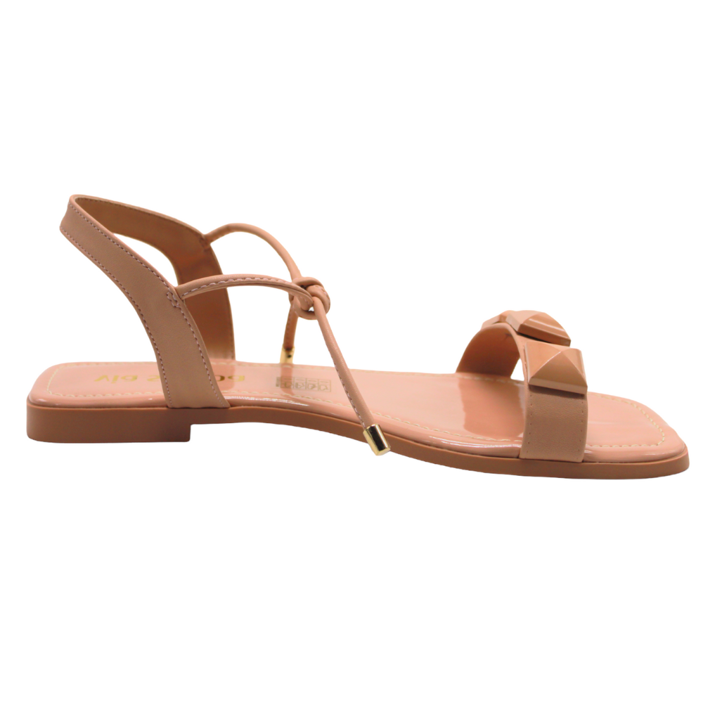 Blush Pink Studded Flat Sandals - Main Image