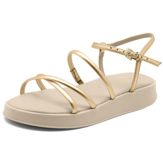 Gold Strappy Flatform Sandals - Julia & Santos 