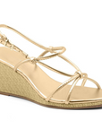 gold low platform wedge sandal with strappy upper – Yolanda by Julia & Santos