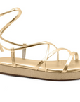 gold tie-up flatform sandals with strappy design – Maria by Julia & Santos