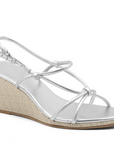 silver strappy low platform wedge sandal – Arianna by Julia & Santos