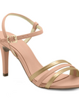 Tan/Gold Open Toe Stiletto Heel - Julia & Santos