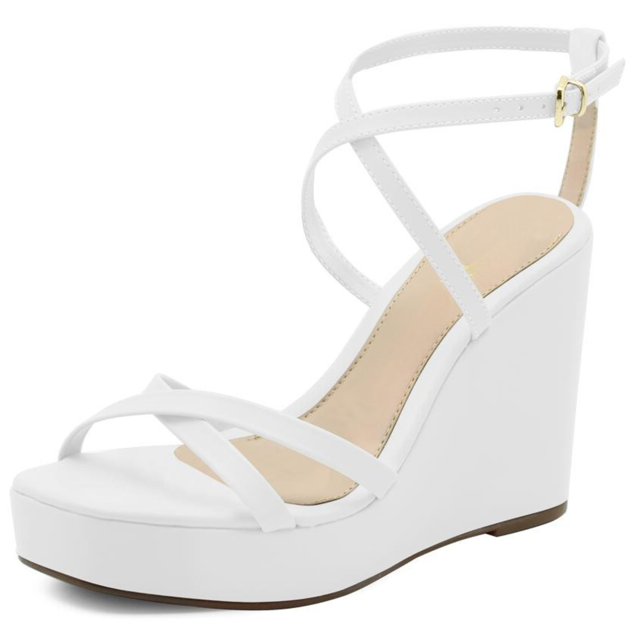 White retailer wedge heel sandals