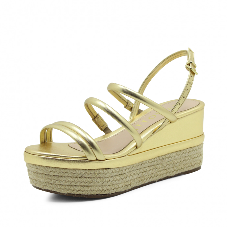 Strappy hotsell gold wedges