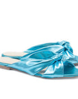 Metallic Blue Flat Slip On Sandals - Julia & Santos