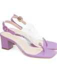 Clear and Purple Block Heeled Sandal - Julia & Santos