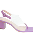 lucite purple block heel sandal with open toe – Helen by Julia & Santos