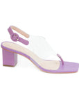 Clear and Purple Block Heeled Sandal - Julia & Santos