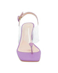 Clear and Purple Block Heeled Sandal - Julia & Santos