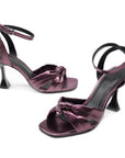 Plum Metallic Heeled Sandals - Julia & Santos