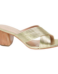 Gold Slip On Mule Heeled Sandal - Julia & Santos