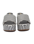 Slip On Black and White Striped Platform Heels - Julia & Santos