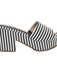 Slip On Black and White Striped Platform Heels - Julia & Santos