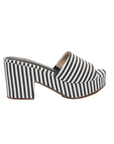 Slip On Black and White Striped Platform Heels - Julia & Santos
