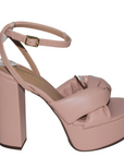 Open Toe Platform Blush Heel with Twist Detail - Julia & Santos