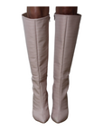 Croc Embossed Faux Leather Knee High Pointed Boots - Julia & Santos