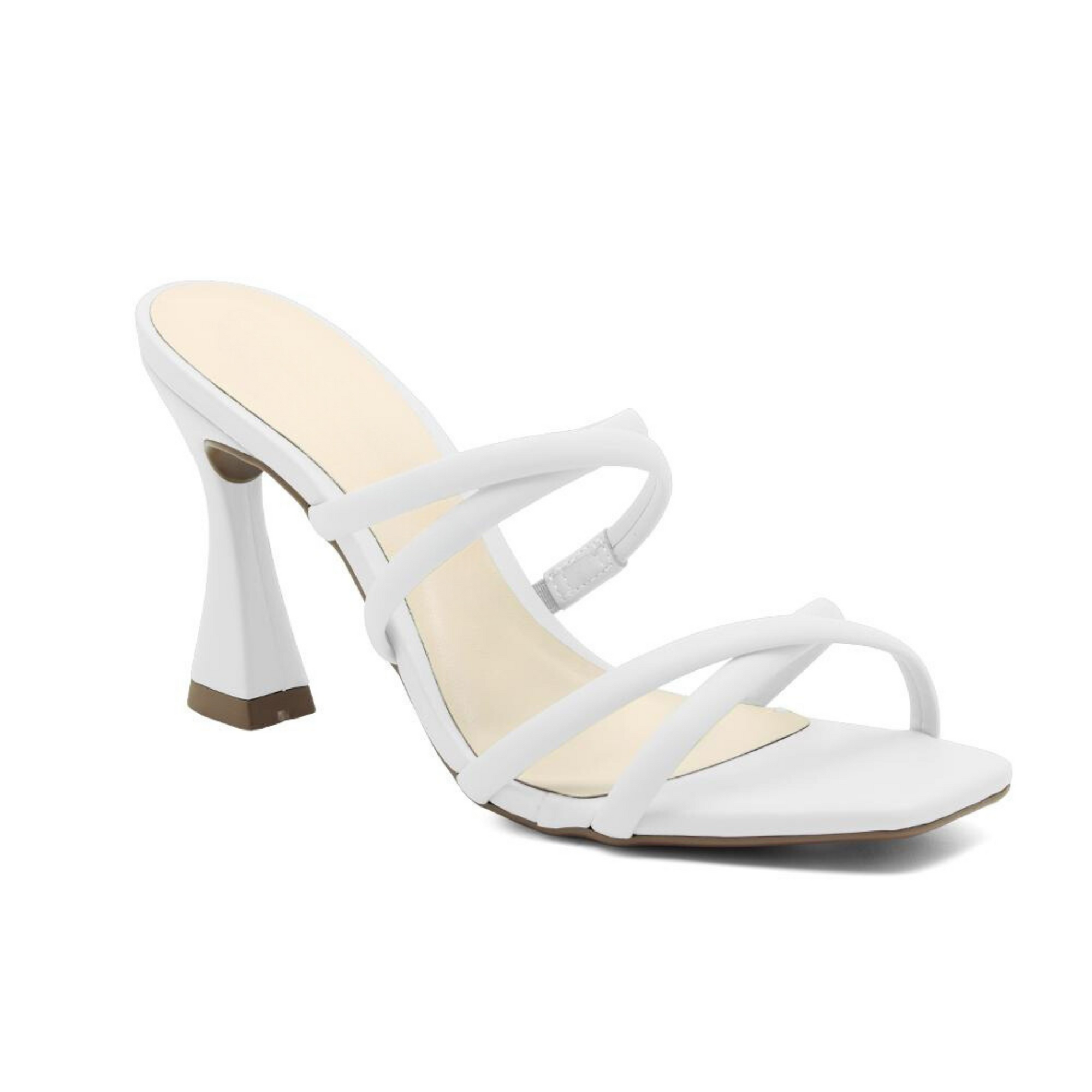 Strappy White Slip On Heel - Julia & Santos