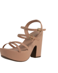 Open Toe Blush Criss Cross Platform Heel with Ankle Strap - Julia & Santos 