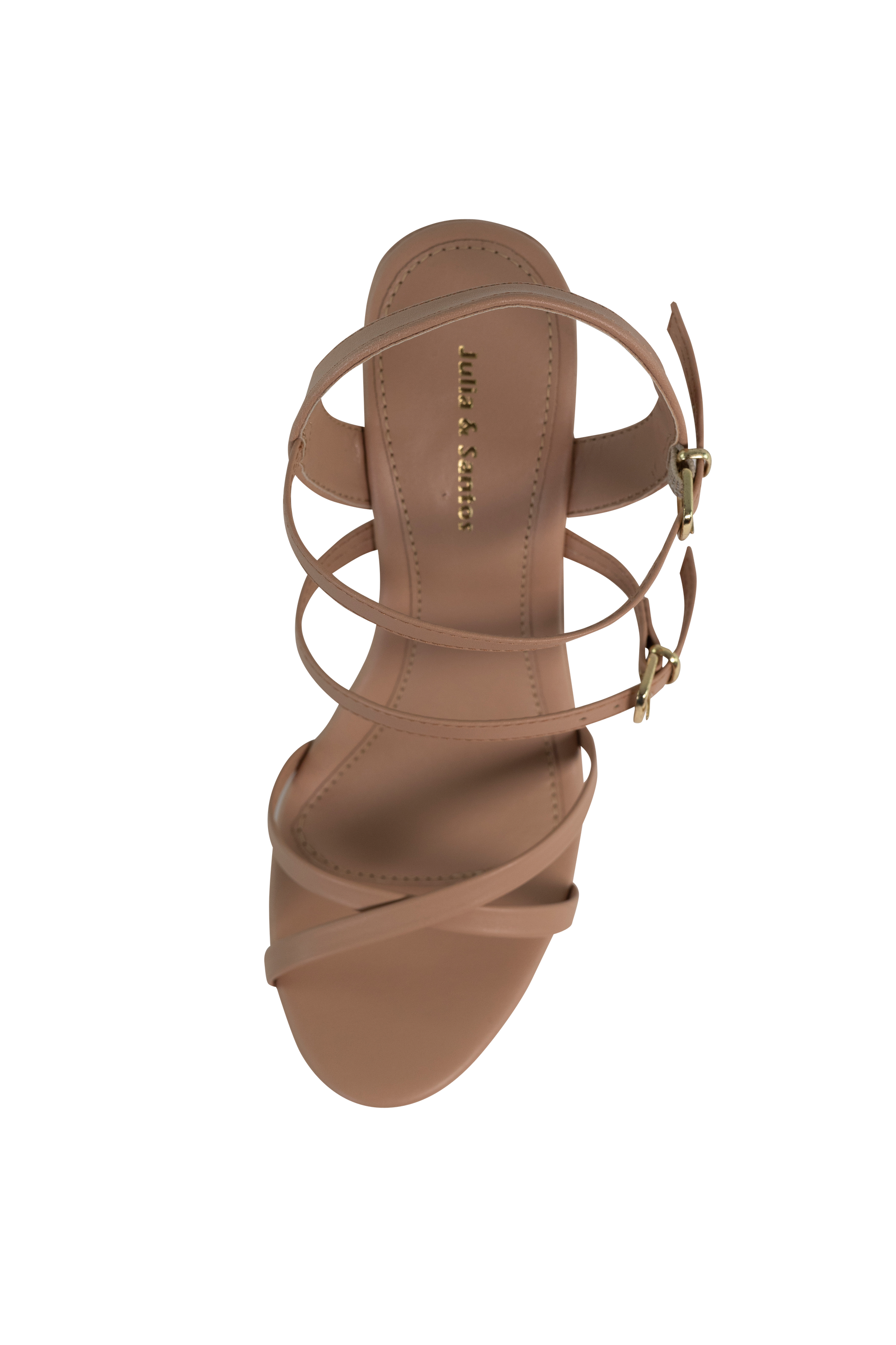 Open Toe Blush Criss Cross Platform Heel with Ankle Strap - Julia & Santos 