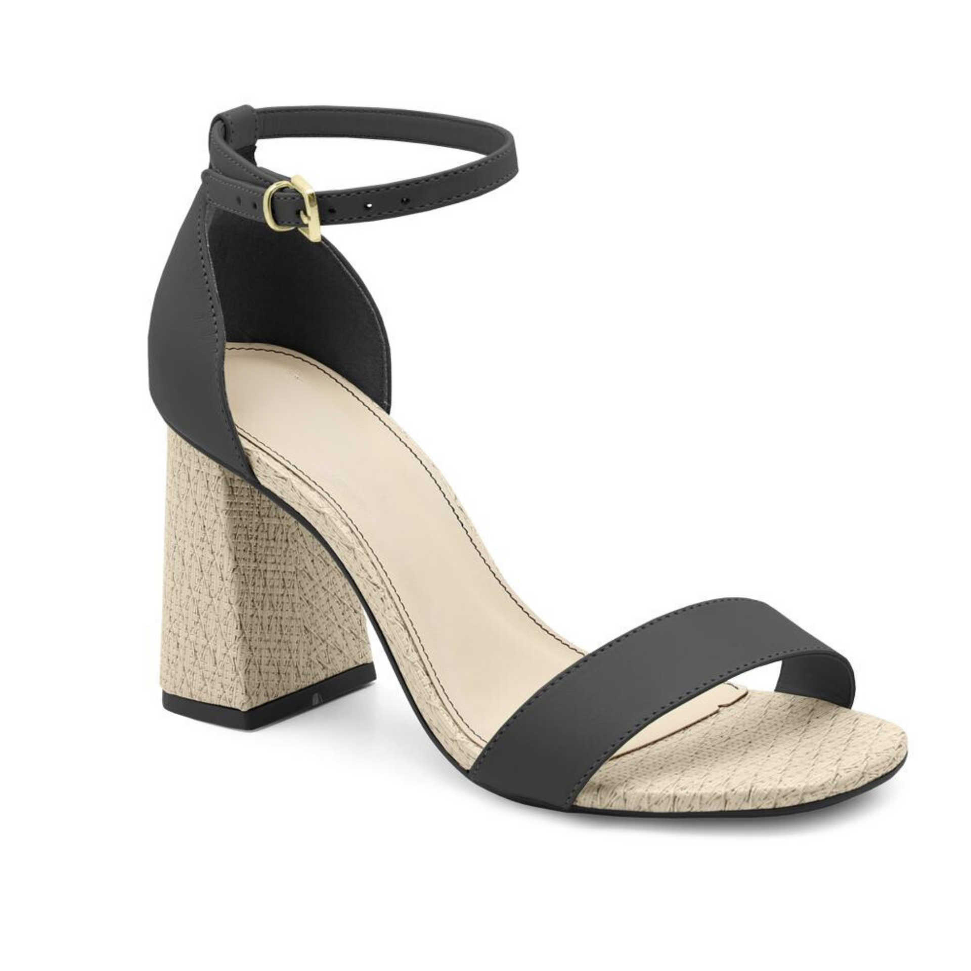 Round Toe Black Leather Heel Julia Santos