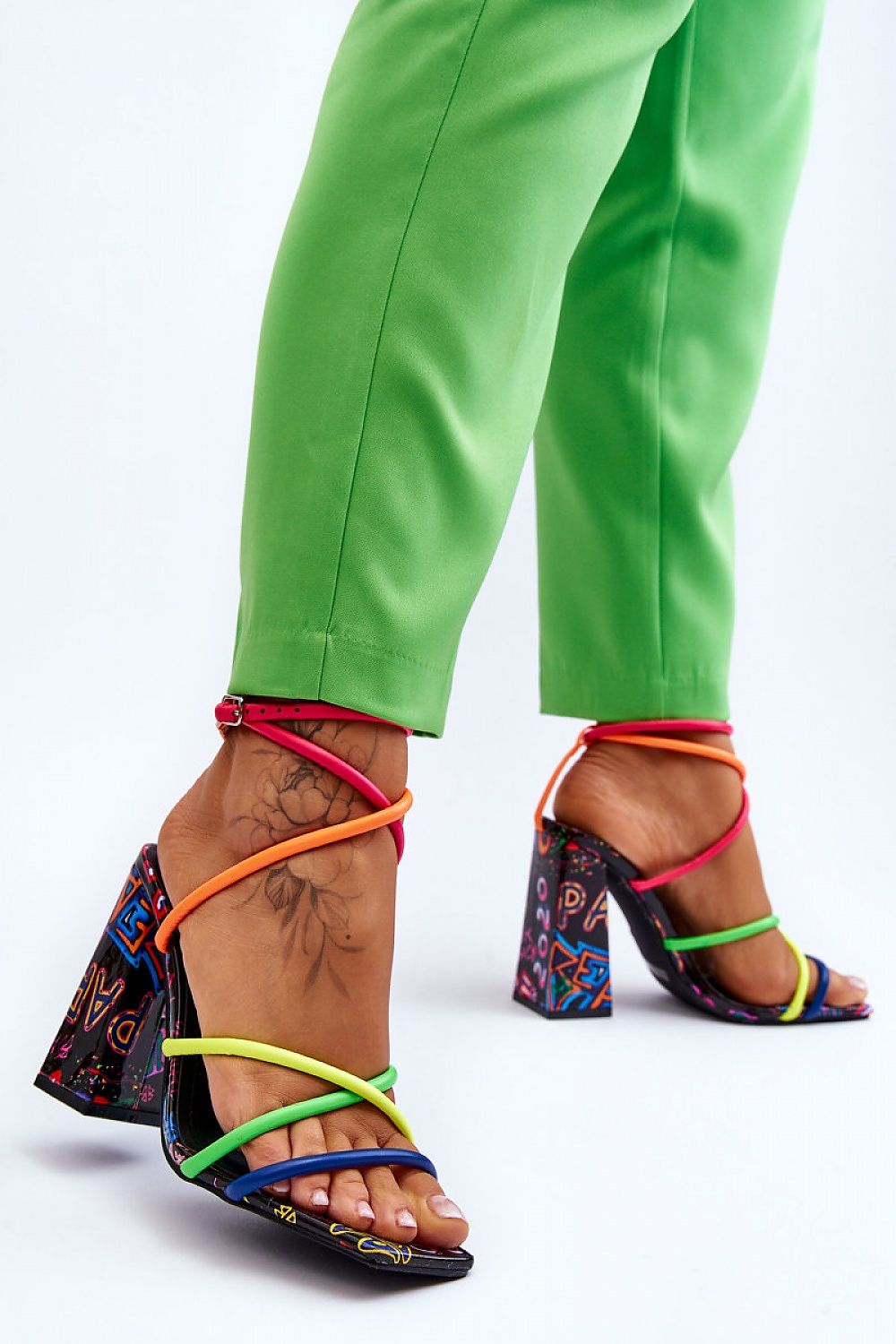 Eliore Strappy Multi-Color Block Heeled Sandal - Julia & Santos 