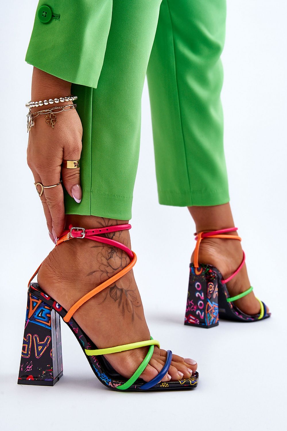 Eliore Strappy Multi-Color Block Heeled Sandal - Julia &amp; Santos 