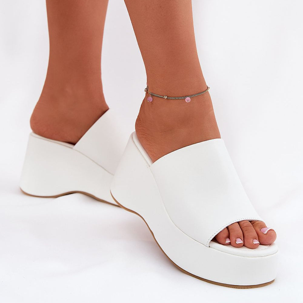 Selentia Faux Leather Wedge Sandals - Julia & Santos 