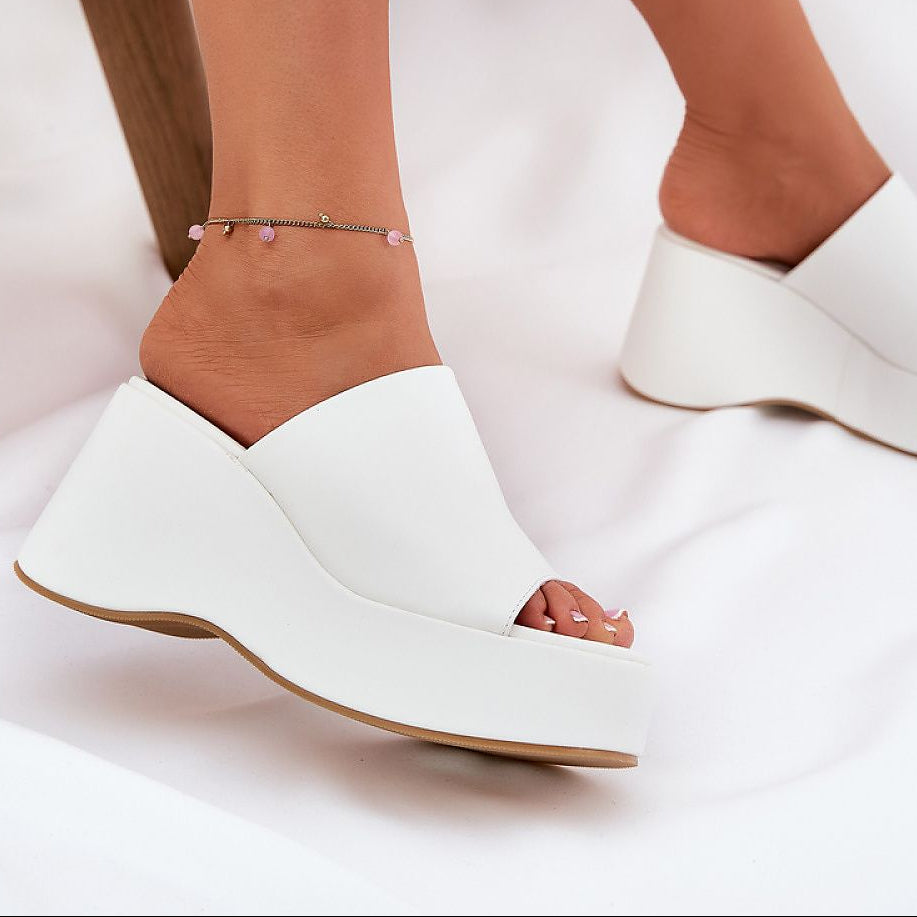 Selentia Faux Leather Wedge Sandals - Julia & Santos 