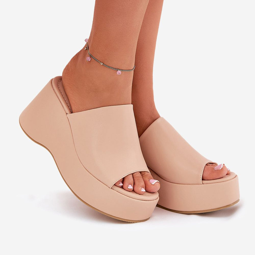 Selentia Faux Leather Wedge Sandals - Julia & Santos 