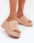 Selentia Faux Leather Wedge Sandals - Julia & Santos 