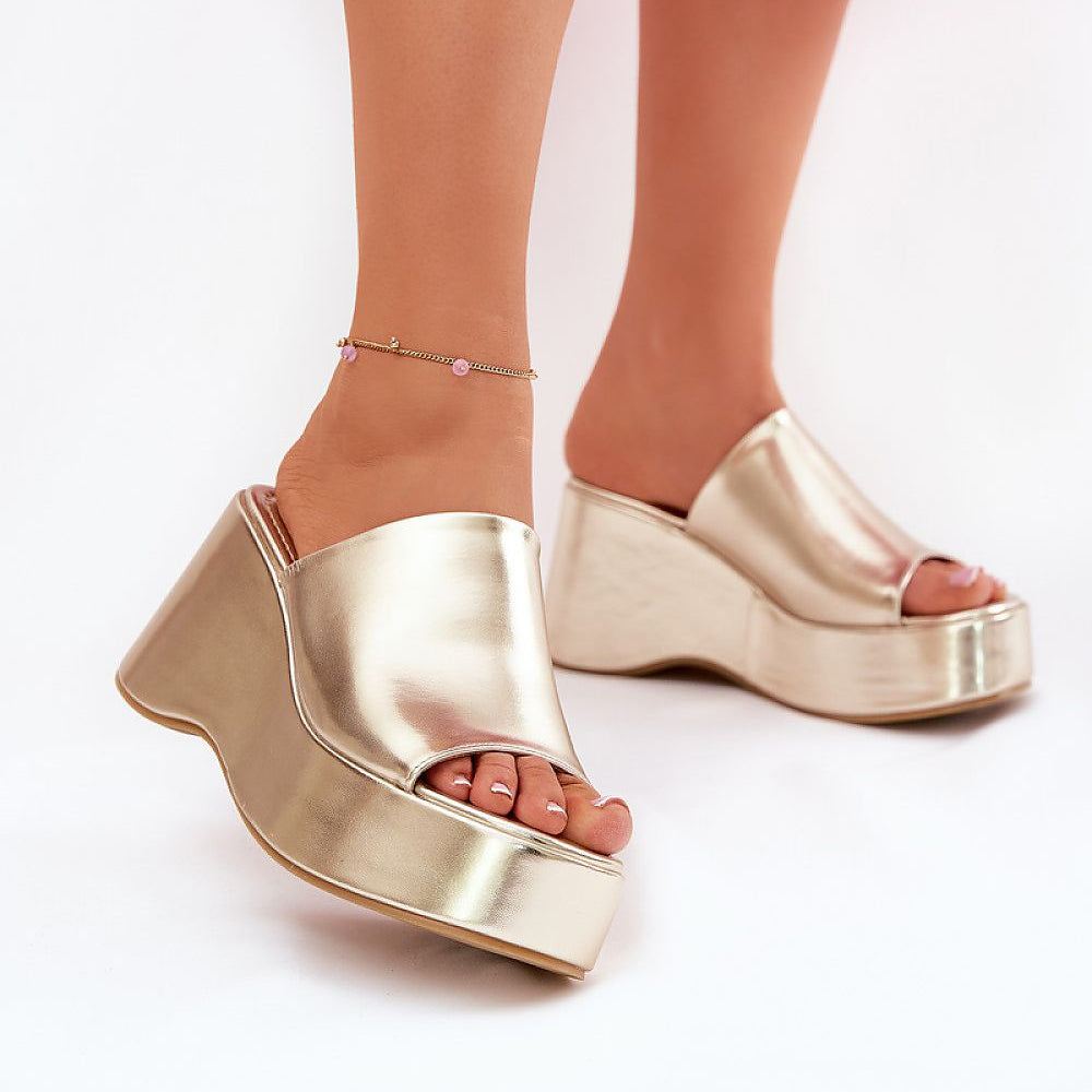 Selentia Faux Leather Wedge Sandals - Julia & Santos 