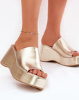 Selentia Faux Leather Wedge Sandals - Julia & Santos 