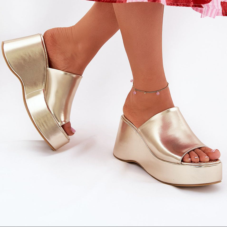 Selentia Faux Leather Wedge Sandals - Julia & Santos 