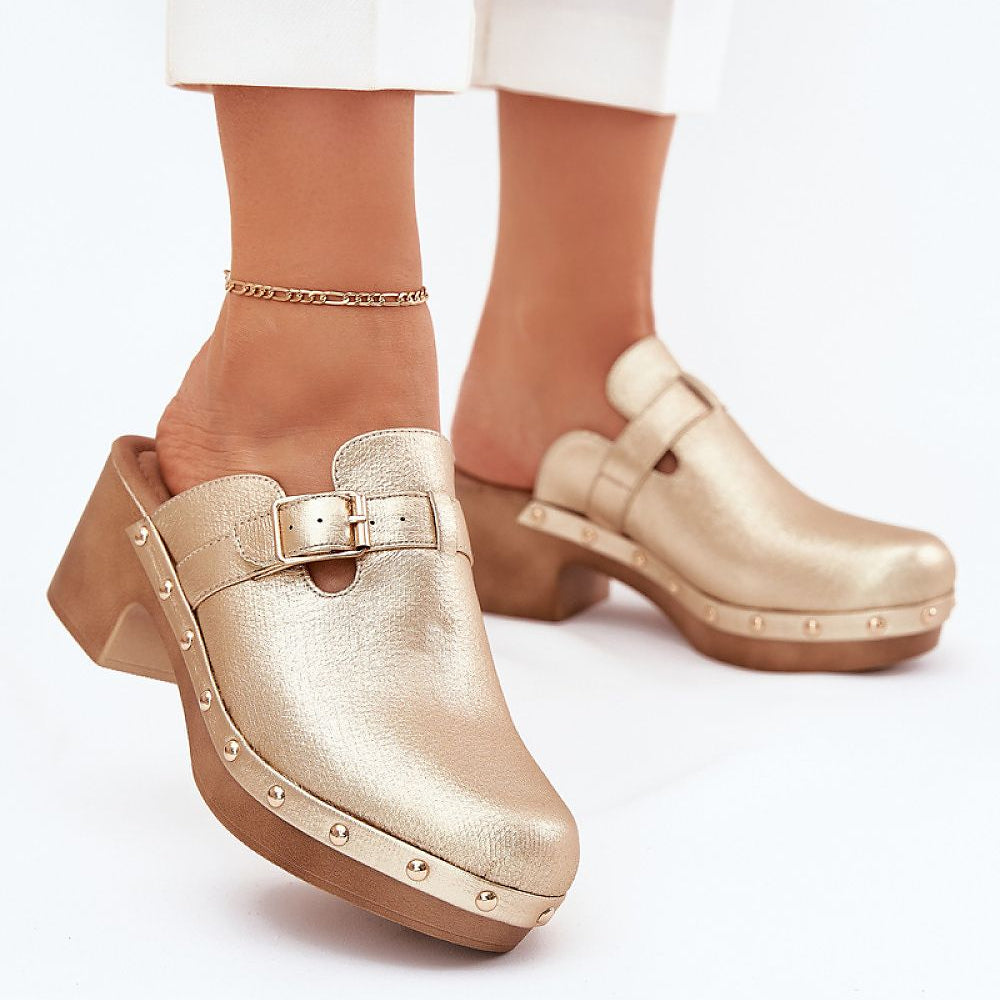 Arvalyn Studded Buckle-Heel Clogs - Julia & Santos 