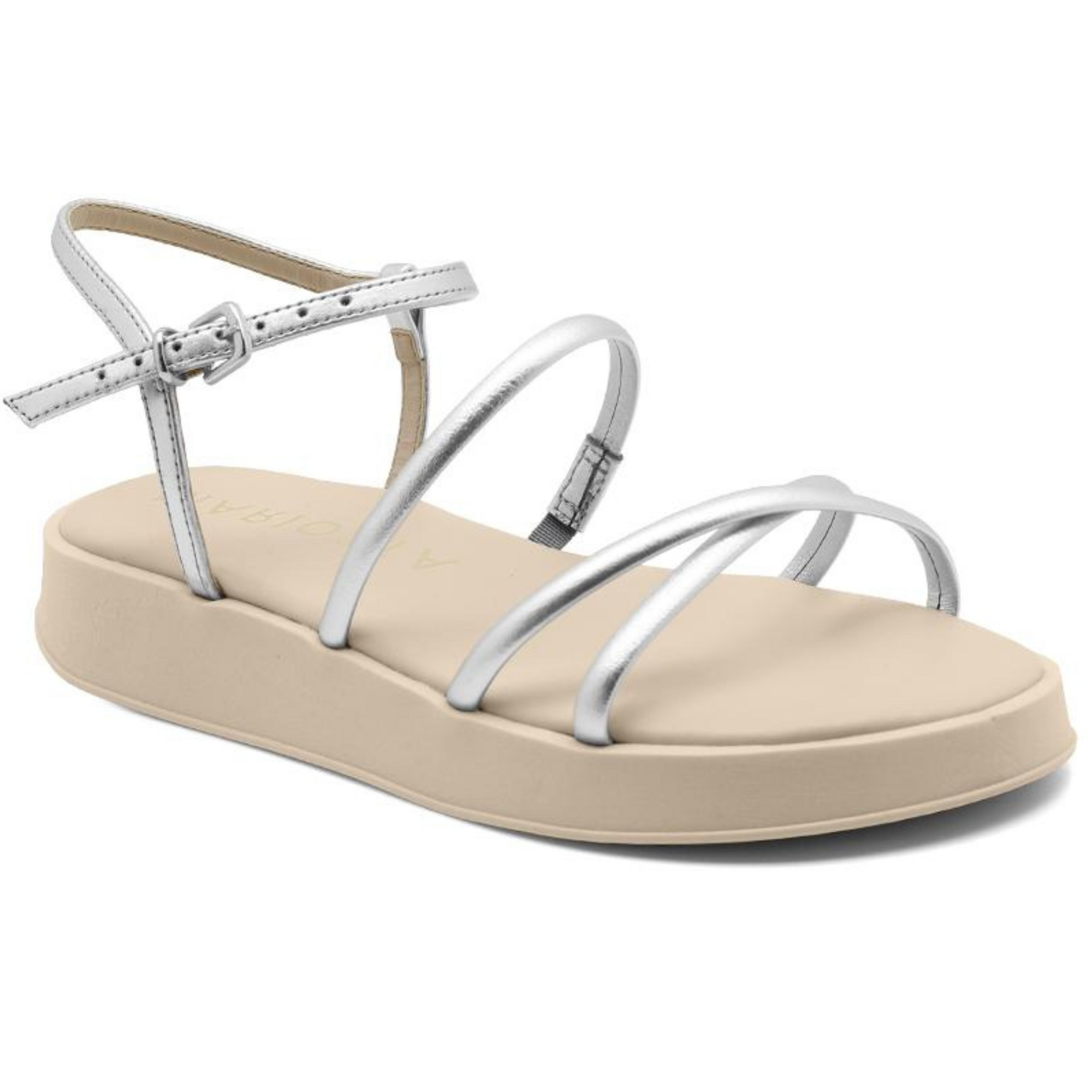 Silver Strappy Flatform Sandals