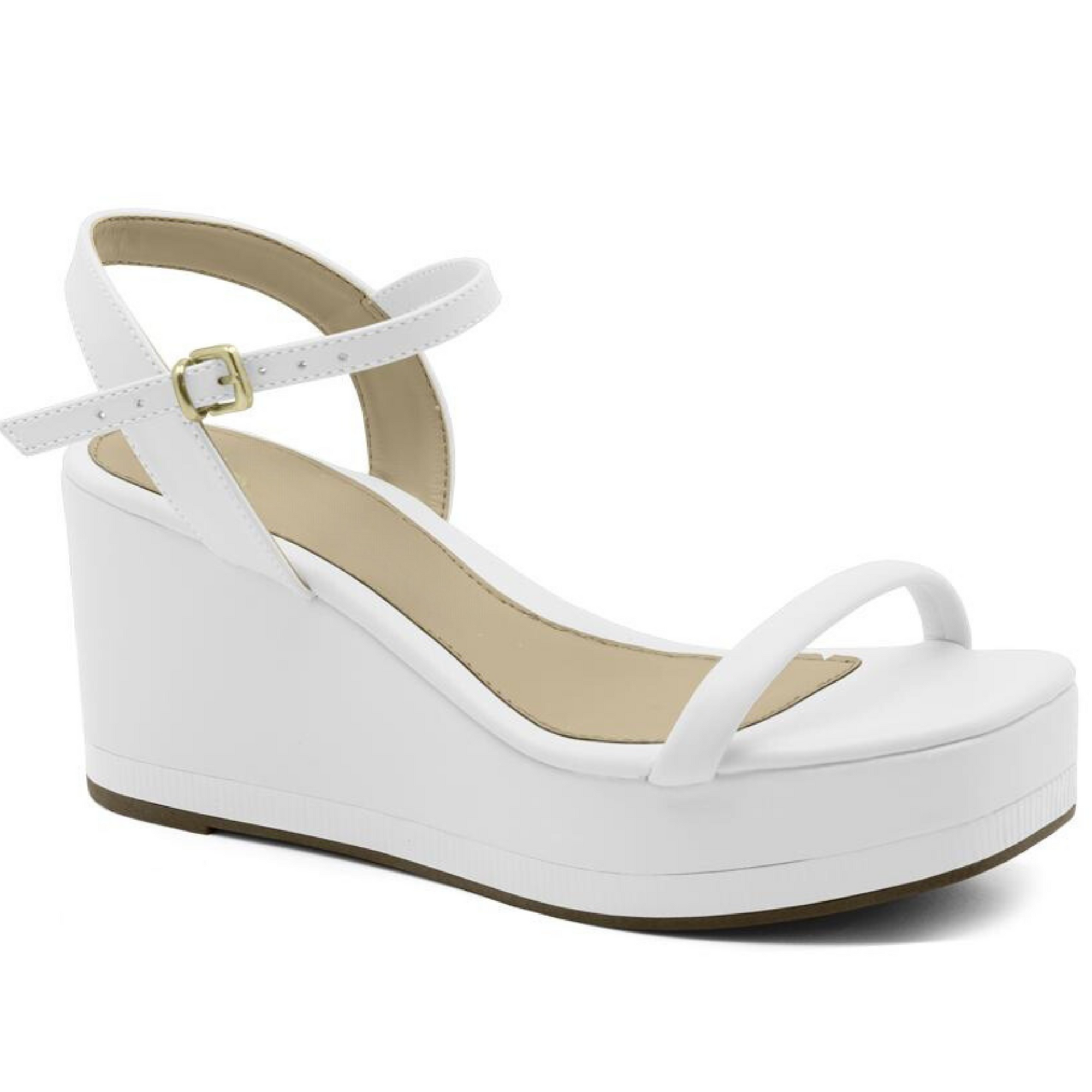 white platform wedge sandals with thin straps – Ramona by Julia & Santos