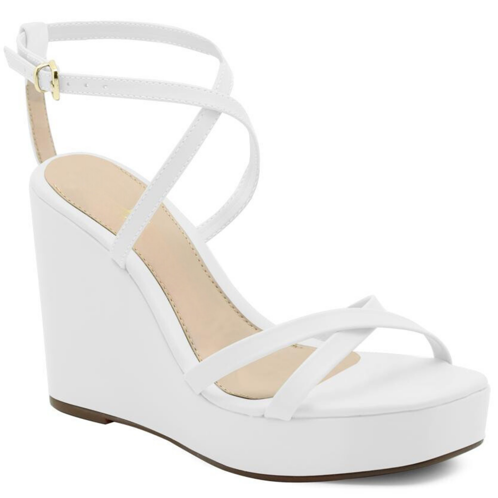 White Strappy High Platform Wedge - Julia & Santos
