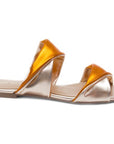 Metallic Orange Slip On Flat Sandals - Julia & Santos 