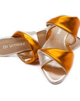 Metallic Orange Slip On Flat Sandals - Julia & Santos 